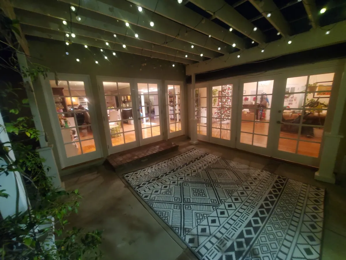 Patio room restoration with patterned tile
